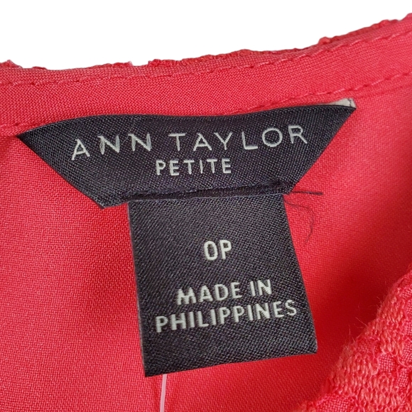 Ann Taylor Flutter Sleeve Coral Lace Shift Dress Size 0P NWT - Picture 7 of 11